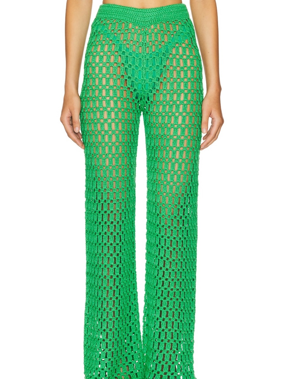 Green Crochet Wide-Leg Swim Coverup Pants